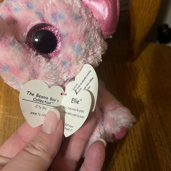 Ty Beanie Boos Pink and White Elephant Plush - Picture 5 of 5